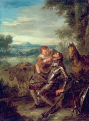 Scène de Don Quichotte : Sancho Panza compte les dents de Don Quichotte, 1735